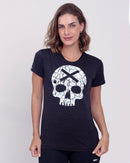 Camiseta Fem Caveira - Preto
