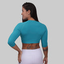 Cropped Raglan  Manga 3/4 - Verde Piscina