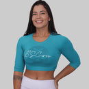 Cropped Raglan  Manga 3/4 - Verde Piscina